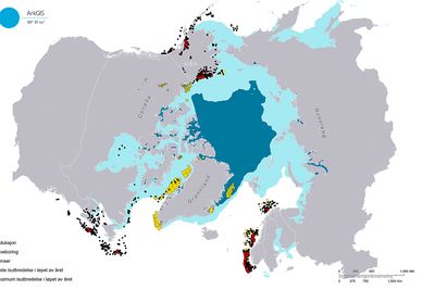Oversikt: Miljøorganisasjonen WWF har laget dette verktøyet for å generere kart med oversikt over eksisterende olje- og gassaktiviteter i Arktis. Russland er ikke dekket, og heller ikke planlagte lisensområder. Utover dette er det viktig å merke seg at prøveboringer også omfatter brønner som ikke er aktuelle for produksjon. (Klikk på kartet for større utgave)