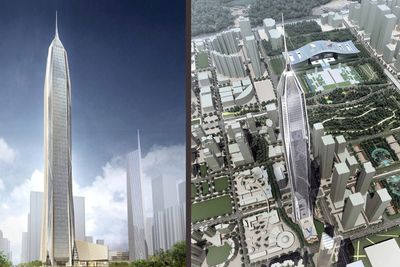 Ping'an International Finance Center skulle blitt verdens nest høyeste bygg, men nå er alt stanset.