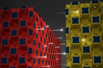 Illustrasjonen skal forestille ioner som flyter mellom tredimensjonale mikroelektroder i det nyutviklede batteriet.