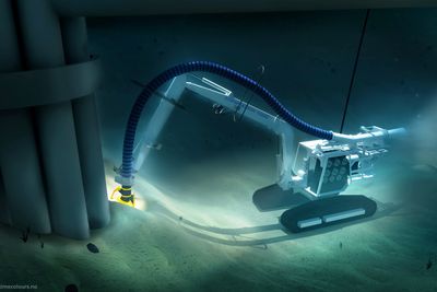 RYDDING: Maskinene til Reef Subsea Dredging and Excavation (RSDE) rydder blant annet opp rundt undervannsstrukturer for å muliggjøre vedlikehold. 