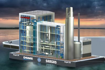 Sargas og Industrikraft Møre ønsker å bygge et gasskraftverk med CO2-fangst i Fræna i Møre og Romsdal. (Illustrasjon: Industrikraft Møre) 