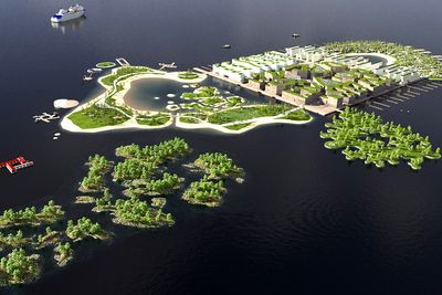 Jensen & Skodvins forslag til ny øy i Osloforden.
