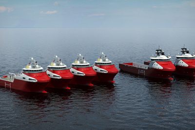 Fire + to: Wärtsilä leverer design for fire ankerhåndterere (VS 4612 AHTS) og to PSV-er ( VS 485 PSV MKIII) til China Oilfield Services Ltd (COSL). AHTS-ene er 74 meter lange, 18 meter brede og har trekkraft på ca. 145 tonn. PSV-ene er 85,5 meter lange og 20 meter brede med 1000m2 dekksplass. 