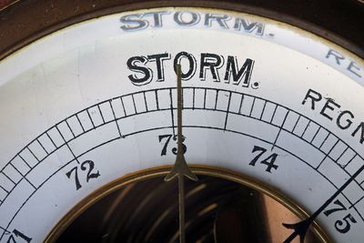 Barometer showing change in weather. Storm. 