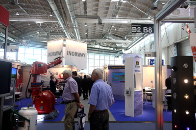 Den norske paviljongen ruver i hall B på SMM-messen i Hamburg. 