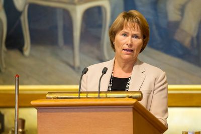 Justisminister Grete Faremo i Stortinget tirsdag under 22. juli redegjørelsen. 