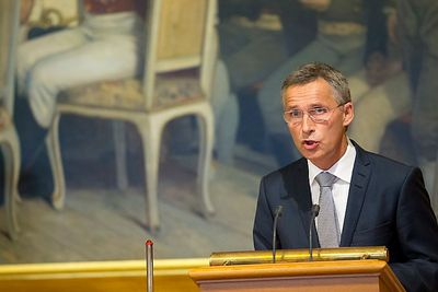 Statsminister Jens Stoltenberg i Stortinget tirsdag under 22. juli-redegjørelsen.