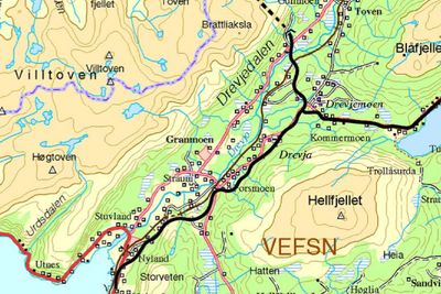 Den svarte heltrukne streken markerer vegen mellom Holand og Brattlia. Armen mot høyre er forbindelsesvegen mellom fylkesveg 78 og E 6. Den går ut på anbud senere.
Ill.: Statens vegvesen