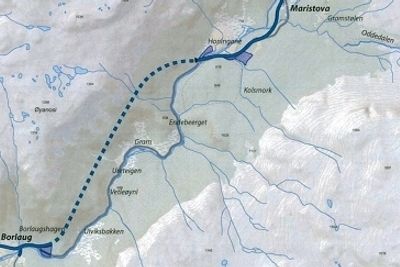 Den stiplete linjen viser den vel 4 km lange tunnelen som inngår i strekningen Borlaug-Smedalsosen. Mesta ligger godt an til å få jobben.
Ill: Statens vegvesen.