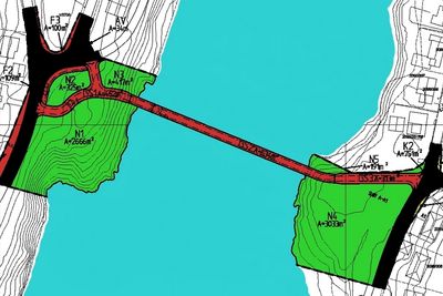 Seks grupper vil prosjektere gangbrua i Sarpsborg. Glomma er 105 meter bred ved krysningspunktet. På grunn av faren for vannoppstuving ved høy vannføring er pilarer i elva ikke ønskelig. Ill.: Sarpsborg kommune