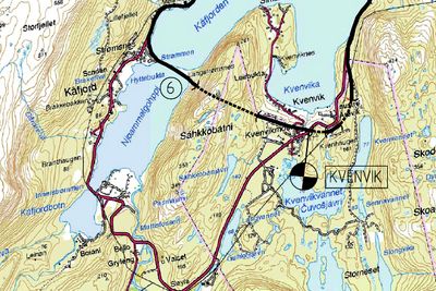 Den 1 195 meter lange Kåfjordtunnelen inngår i ny E 6 mellom Kvenvik og Møllenes. Når den åpnes i september 2012, blir vegen seks kilometer kortere.