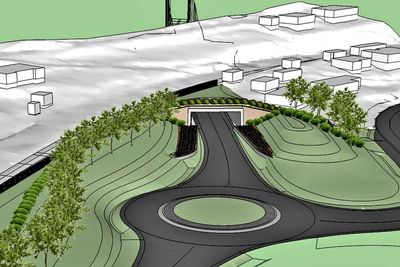 Portalen midt på bildet er vestre ende av en 110 meter lang kulvert under Bergensbanen. De som vil bygge den, må regne ferdig innen 7. september.