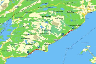 Den røde linjen til høyre markerer den 3,2 km lange strekningen som utgjør den første av 18 entrepriser på prosjektet Tosenvegene.