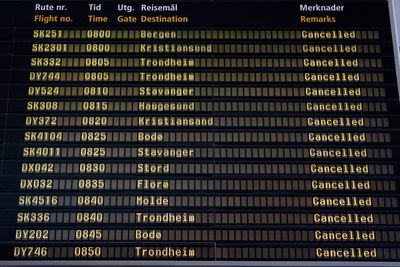 IKKE ENDELIG: Flyene går igjen fra Gardermoen i morgentimene mandag, men det er usikkert hvor lenge flyplassen kan være åpen. Snart ventes en ny askesky.