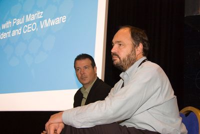 VIL BEHOLDE LEDELSEN:Paul Maritz (th) og Tod Nielsen i VMware har stor tro på at de vil beholde ledelsen på det feltet som kanskje vokser mest innen IT for tiden.