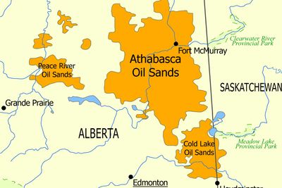MYE TUNGOLJE: Alberta har store forekomster av oljesand. NAOSCs lisenser ligger i Athabasca-regionen.