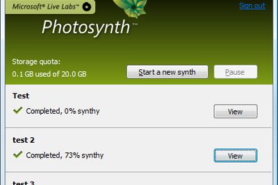 LAGE BILDER:
Det er veldig lett å koble sammen bilder til en 3D-representasjon i Photosynth. Du må registrere deg på http://livelabs.com/photosynth/ og så får du anledning til å laste opp bilder slik at de kan vises i nettleseren.