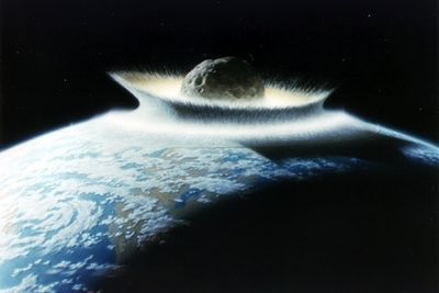 Dersom en asteroide med en diameter på 500 km hadde truffet Jorden, kunne det ha sett omtrent slik ut.