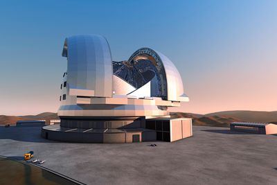 Illustrasjonsbilde av European Extremely Large Telescope (E-ELT). E-ELT vil kunne bli det største optiske/infrarøde teleskopet i verden. 