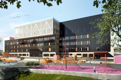 Brynseng skole i Oslo får solceller på fasaden. Det kan bli mye solceller på både tak og fasader på byens skoler om Arbeiderpartiet får det som de vil.