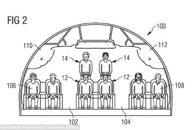 Bildene fra patentsøknaden viser at passasjerene kan bli sittende i høyden.