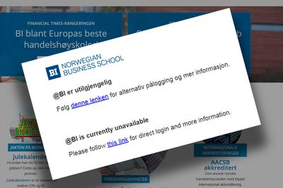 Dette er meldingen som kommer opp når man forsøker å logge seg på BIs læringsportal @BI.