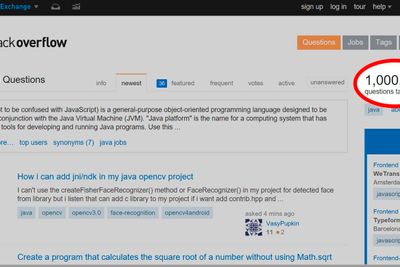 Over én million spørsmål har blitt stilt om Java siden Stackoverflow ble opprettet i 2008.