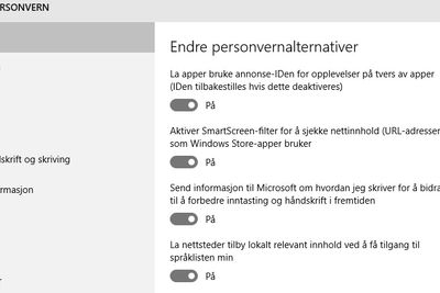 Windows 10 samler mye data, men det meste kan skrus av om man ønsker det.