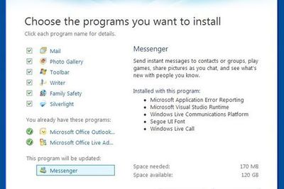 Dette er det Microsoft vil ha deg til å installere, selv om det bare er Live Messenger du kanskje er interessert i.