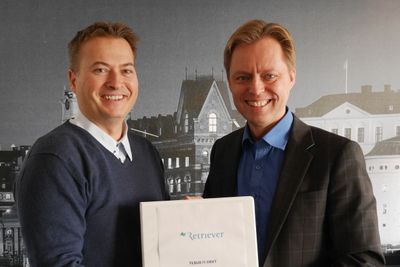 GOD KJEMI: (fra v.) Rene Eriksen, direktør for operations i Hafslund-eide Embriq og teknologidirektør Ole-Martin Halden i Retriever Norge.