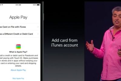 Apple-direktør Eddy Cue under gårsdagens presentasjon av selskapets kontaktløse betalingsløsning Apple Pay.