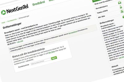 NextGenTel jobber på andre døgnet for å ta opp e-postsystemet etter et harddisk-havari. Opptil 30.000 kunder kan være berørt.