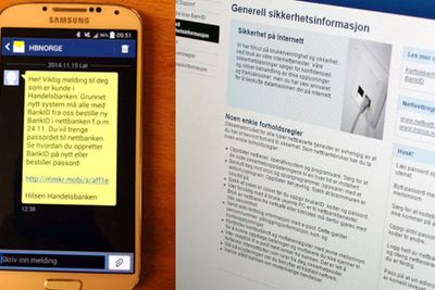 Handelsbanken gir råd til kundene om å påse at URL-adressen er korrekt skrevet. Men selv sendte de ut tekstmelding som ba kundene besøke mmkr.mobi/s/aff1e, noe flere reagerte på.