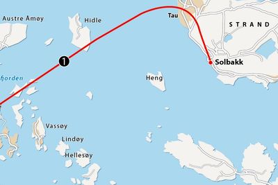 Roxel Group får elektrokontrakten i Ryfylketunnelen, som er nr. 1 på kartet. Nr. 3 er Hundvågtunnelen. Mellom dem er det en kort dagsone som ikke synes på kartet.