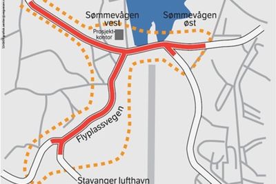 Riksveg 509 Sømmevågen – Sola skole blir en ny firefelts veg, med gang- og sykkelveger på begge sider