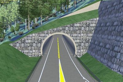 Slik vil den søndre portalen til Jobergtunnelen se ut neste sommer. Den som vil utføre elektromontasjen i tunnelen, må gi anbud innen 29. september.