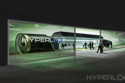 Ta plassene: Slik ser Hyperloop One for seg en stasjon i fremtiden.