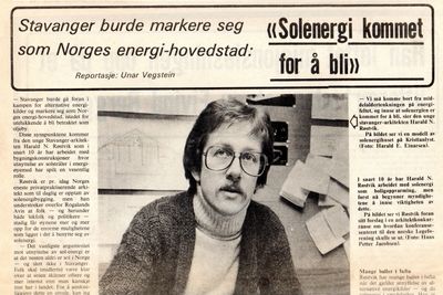 ”Stavanger burde markere seg som Norges energi-hovedstad, ikke som oljehovedstad”. sa Harald N. Røstvik til Rogalands Avis i 1979 (faksimile).