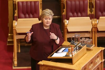 Statsminister Erna Solberg (H)  i den muntlige spørretime på Stortinget.