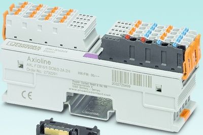 Den nye digitale, hybridmodulen AXL F DI16/1 DO8/2-2A 2H supplerer nå I/O-systemet for signalregistrering i koblingsskapet Axioline F fra Phoenix Contact.