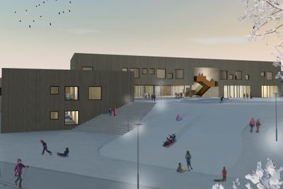 Levende: Nye Ytre Enebakk Skole blir et mer levende sted, både for de som bygger og de som skal gå på skole når naturmaterialene kommer inn. Illustrasjon: Planforum Arkitekter AS.