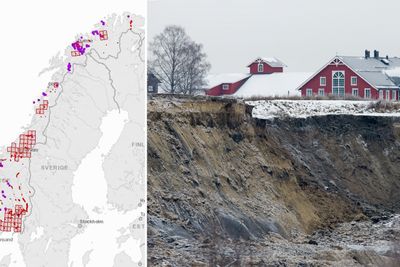 NVE ber Olje- og energidepartementet om mer penger til skredsikring. Bildet viser rasområdet i Sørum, hvor tre personer omkom i november.