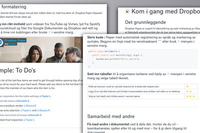 Slik ser Dropbox Paper ut. Tjenesten finnes på 21 språk, inkludert norsk.