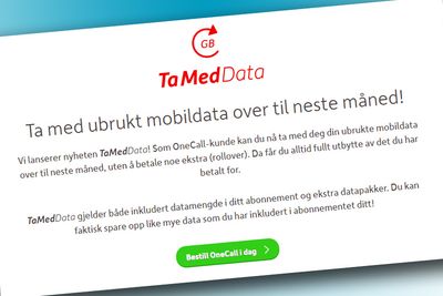 Onecall lanserer data rollover under navnet «TaMedData».