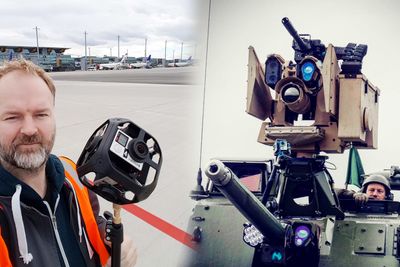 TU har vært høyt og lavt med 360/VR-kamera det siste året. Til venstre ses TUs multimediasjef Eirik Helland Urke under opptak på Oslo lufthavn, til høyre er våre VR-kameraer montert på en stridsvogn. (Foto: Eirik Helland Urke)