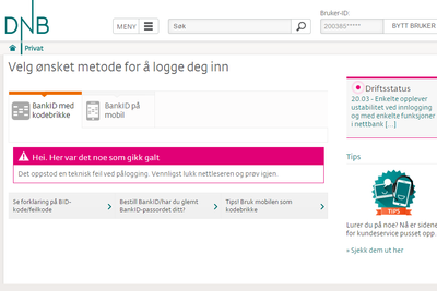 Mandag skjedde det igjen: DNBs nettbankløsning gikk ned for telling. Denne gangen er det BankID som sørger for problemer for den norske storbanken, opplyser DNB.