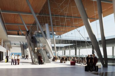 Fra ankomsthallen ved Bergen Lufthavn. Den nye T3-terminalen er på 60.000 kvadratmeter, men faseforandringsteknologi kan brukes på kjøleanlegg i alle typer bygninger.