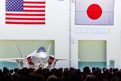 Utrullingsseremoni for det første japanskbygde F-35A 5. juni.