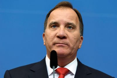 Sveriges Statsminister Stefan Löfven under et presstreff i Rosenbad torsdag.