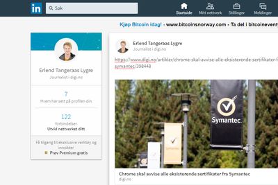 Her henter Linkedin tittel, ingress og bilde fra artikkelen til digi.no.